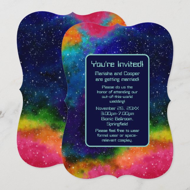 Galactic SCIFi Wedding Einladung (Vorne/Hinten)