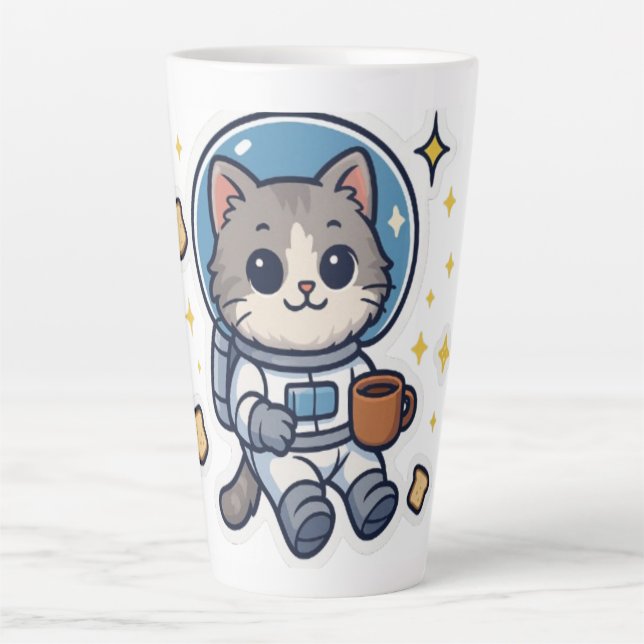"Galactic Sips - Space Cat Tea Break" Milchtasse (Vorderseite)
