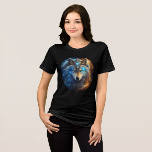Galactic Wolf with Ornate Crown Tri-Blend Shirt