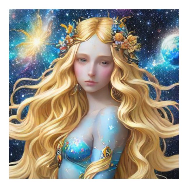 *~* Galactic Women Fantasy Cosmic Planets AP58 Fotodruck (Vorne)