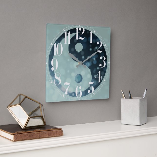 Galactic Ying Yang Wall Clock Quadratische Wanduhr (Büro)