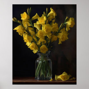 Galadiolus jaune Fleurs Art Imprimer Poster