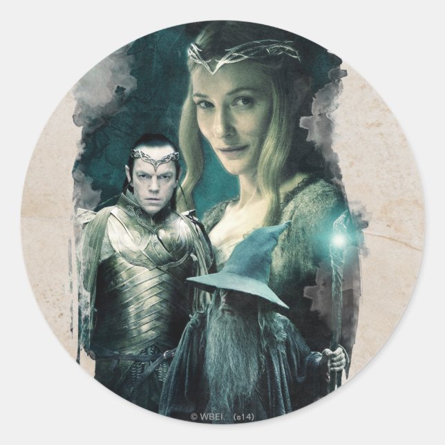 Galadriel, ELROND™ und Gandalf Graphic Runder Aufkleber (Vorderseite)