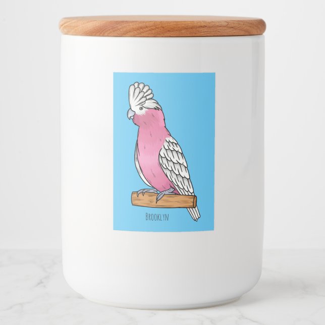 Galah bird cartoon illustration lebensmitteletikett (Vorderseite)
