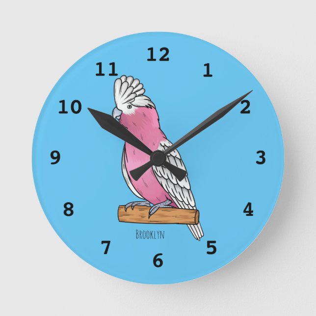 Galah bird cartoon illustration  runde wanduhr (Vorderseite)