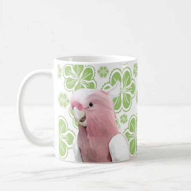 Galah Cockatoo Parrot Green Blume Kaffeetasse (Links)