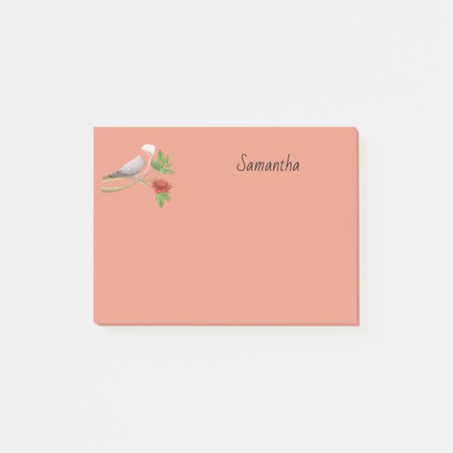 Galah Cockatoo Personalisiert 4x3 Post-it Klebezettel (Vorderseite)