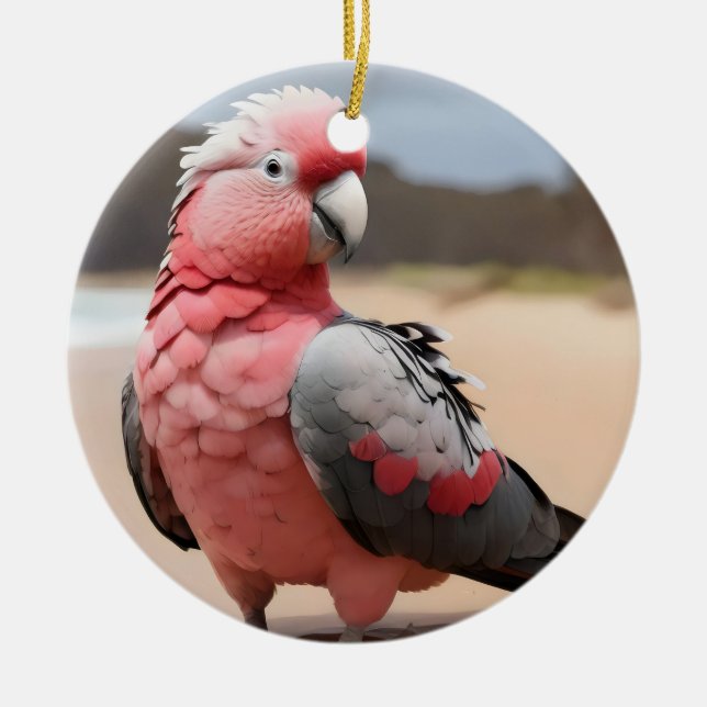 Galah stehend am Strand Keramik Ornament (Vorne)