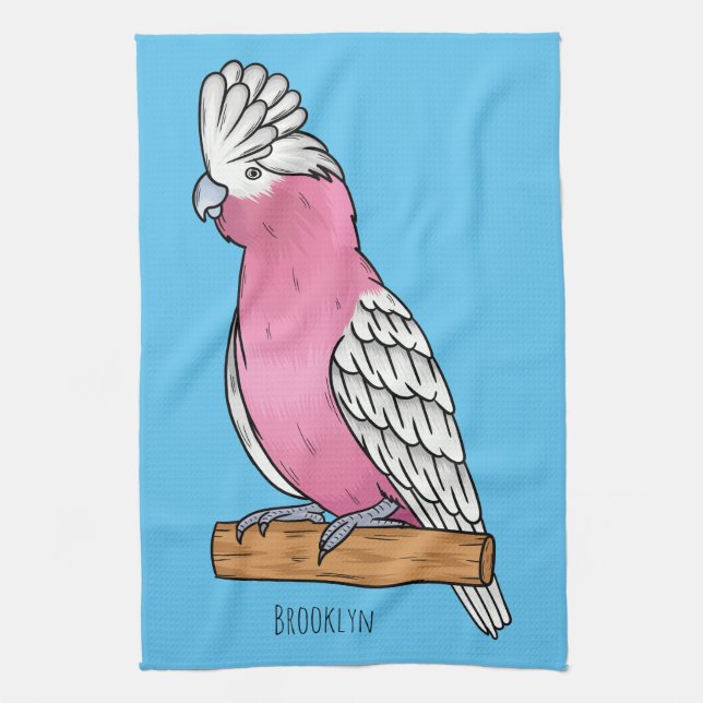 Galah Vogel Cartoon Illustration Geschirrtuch (Vertikal)