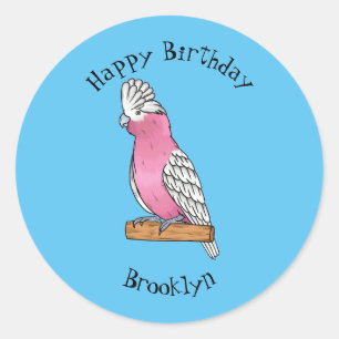 Galah Vogel Cartoon Illustration Runder Aufkleber