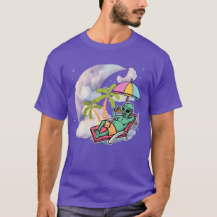 Galaktische Alien Entspannen mit Pizza T-Shirt