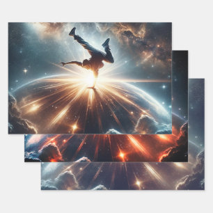 Galaktische Breakdance Explosion im tiefen Raum Geschenkpapier Set