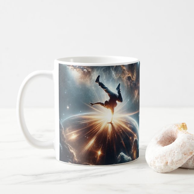 Galaktische Breakdance Explosion im tiefen Raum Kaffeetasse (Mit Donut)
