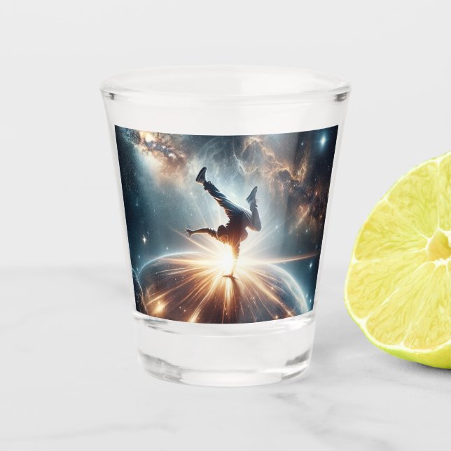 Galaktische Breakdance Explosion im tiefen Raum Schnapsglas (Vorderseite)