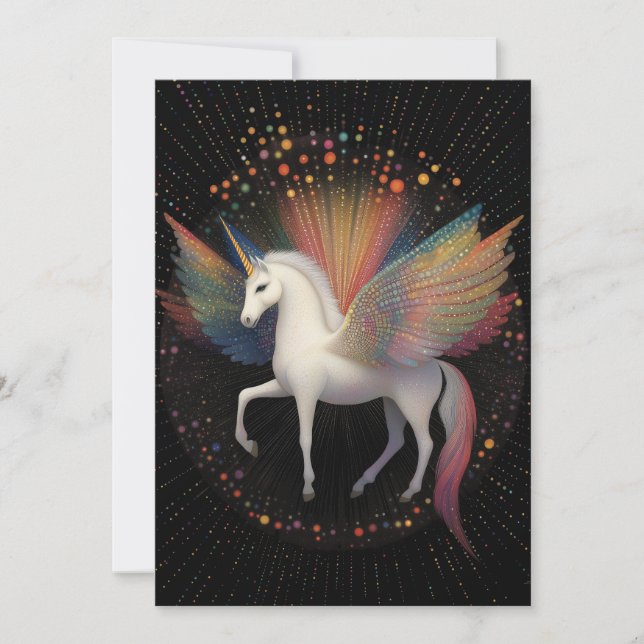 Galaktische Einhorn-Regenbogenfarben Sterne Tiefga Einladung (Vorderseite)