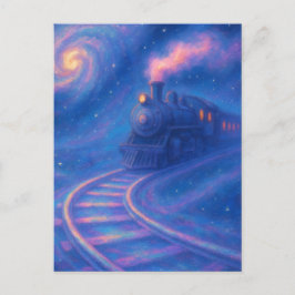 Galaktische Eisenbahnstrecke - Pastellstil-Fantasy Postkarte