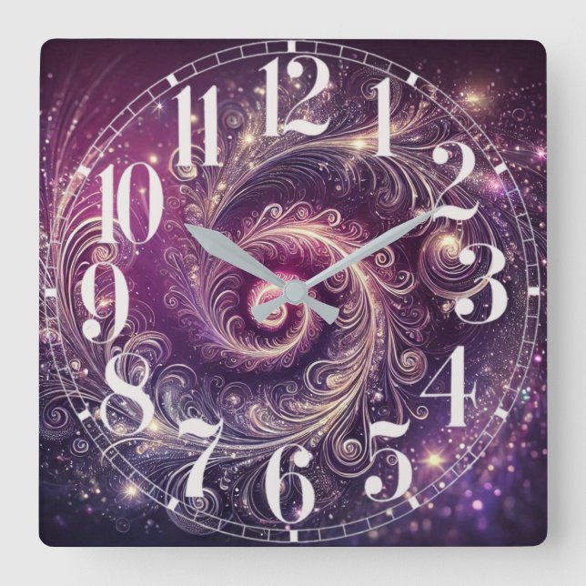 Galaktische Federn Wall Uhr (Vorderseite)