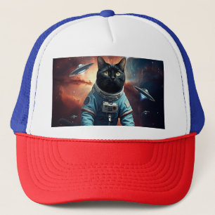 Galaktische Katzenastronautin Truckerkappe