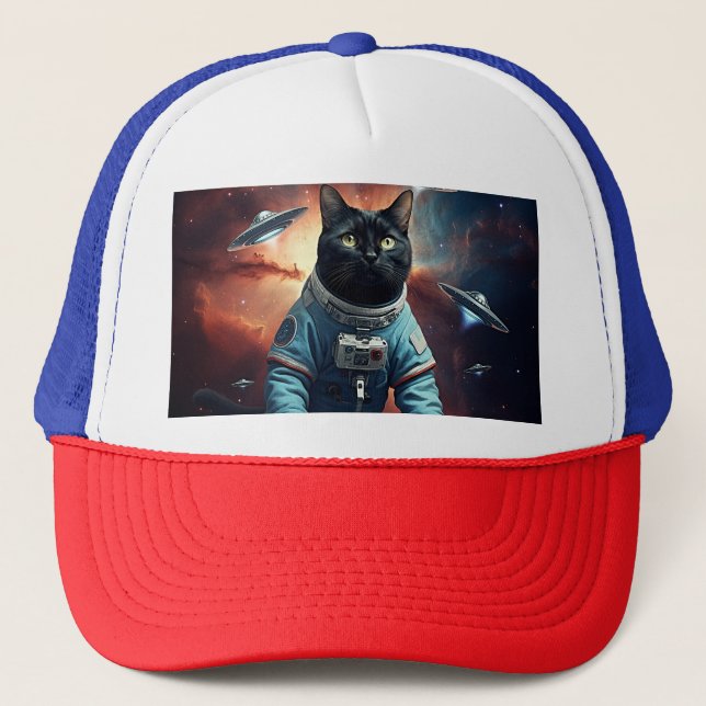 Galaktische Katzenastronautin Truckerkappe (Vorderseite)