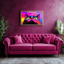 Galaktische Neugier: Kosmischer Blick einer Katze Leinwanddruck