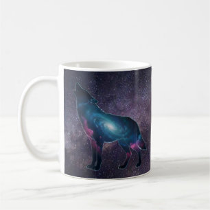 Galaktische Silhouette des heulenden Wolfes Kaffeetasse