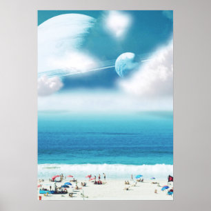 Galaktische Strand-Surrealismus-Foto Bild Poster