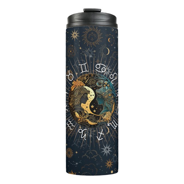Galaktische Twins - Gemini Zodiac Thermosbecher (Vorderseite)