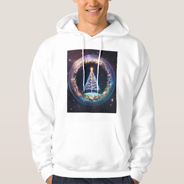 "Galaktische Weihnachten: Weltraumgeachtete Weihna Hoodie (Vorderseite)