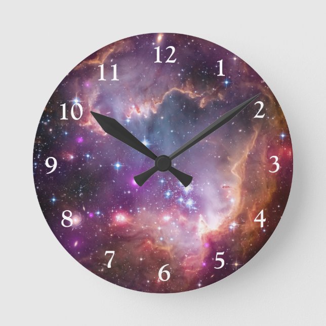 Galaktische Weltraumtechnik Lila Runde Wanduhr (Vorderseite)