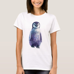 Galaktischer Aquarell-Pinguin-Küken-Frauen T-Shirt