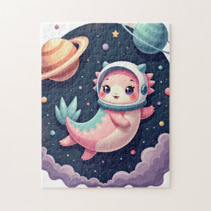 Galaktischer Axolotl-Aufkleber Süße Weltraumkatze