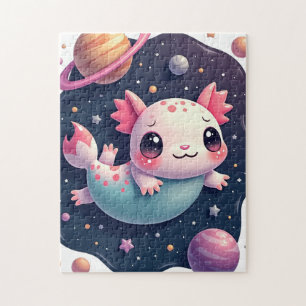 Galaktischer Axolotl Kawaii Weltraum Aufkleber Nie