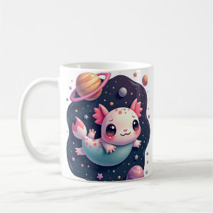 Galaktischer Axolotl Kawaii Weltraum Aufkleber Süß Kaffeetasse