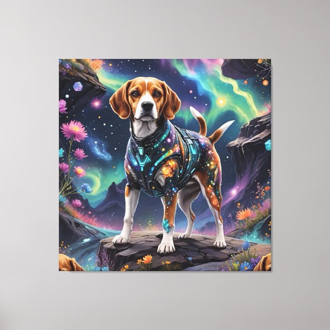 „Galaktischer Beagle: Kosmischer Lauf“ Leinwanddruck (Vorderseite)