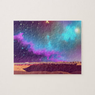 Galaktischer Lila und blauer mystischer Himmel übe
