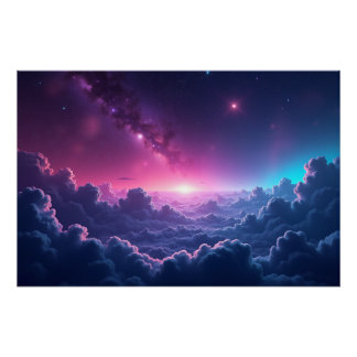 Galaktischer Sonnenaufgang über den Wolken Poster