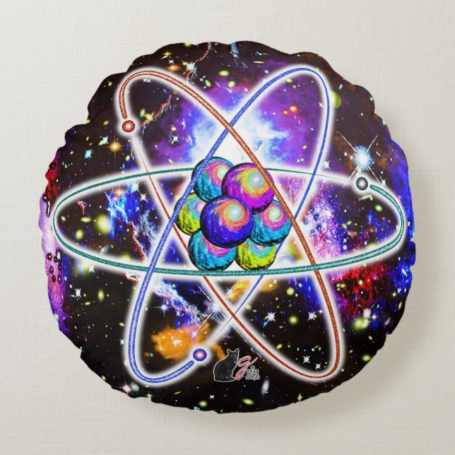 galaktisches Atomrunder Kissen (Vorderseite)