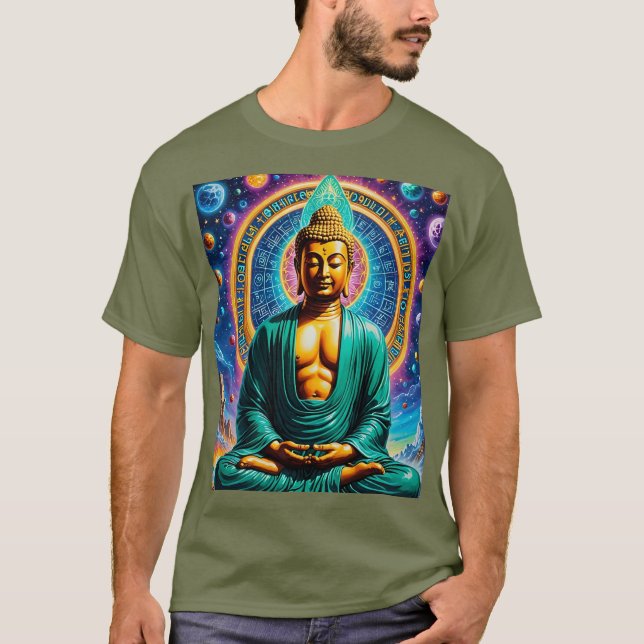 Galaktisches Buddha Zodiac Energy Shirt (Vorderseite)