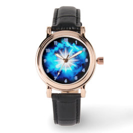 Galaktisches Cloud Burst Neon Glow Effect Design Armbanduhr
