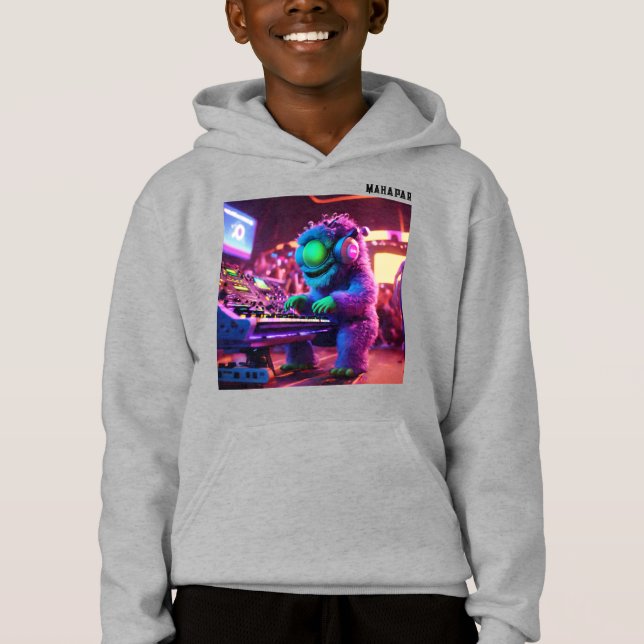**"Galaktisches Groove Monster: Alien Rave Synth P Hoodie (Vorderseite)