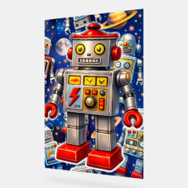 Galaktisches Zinnroboter Weltraumabenteuer Acrylschild