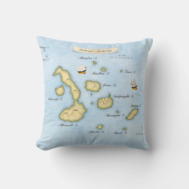 Galapagos Archipel Karte Tropeninseln Kissen (Vorderseite)