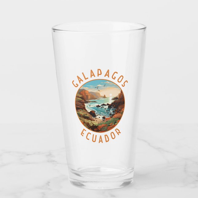 Galapagos-Inseln Retro-Distressiver Kreis Glas (Vorderseite)