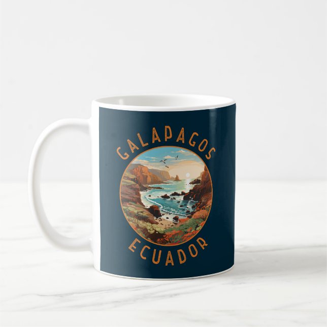 Galapagos-Inseln Retro-Distressiver Kreis Kaffeetasse (Links)