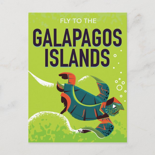 Galapagos Inseln Vintage Reise Poster Kunst. Postkarte (Vorderseite)
