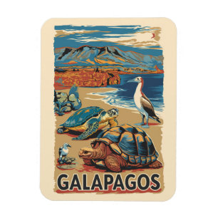Galapagos-Tiere Reise Kunst Vintage Magnet