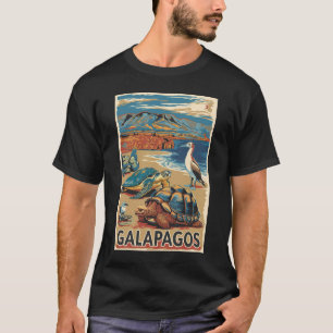 Galapagos-Tiere Reise Kunst Vintage T-Shirt