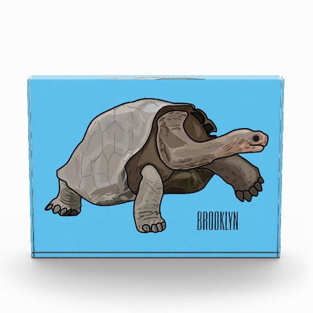 Galapagos-Tortoise-Cartoon Fotoblock (Vorderseite)