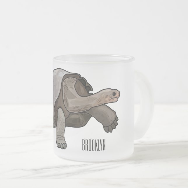 Galapagos-Tortoise-Cartoon Mattglastasse (VorderseiteRechts)