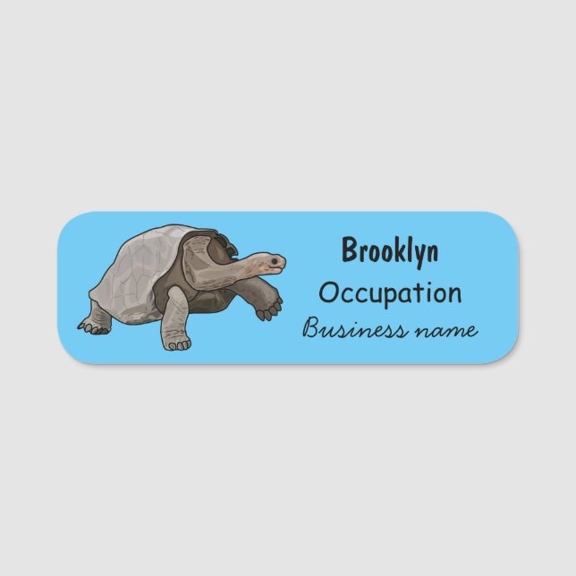 Galapagos-Tortoise-Cartoon Namensschild (Vorderseite)